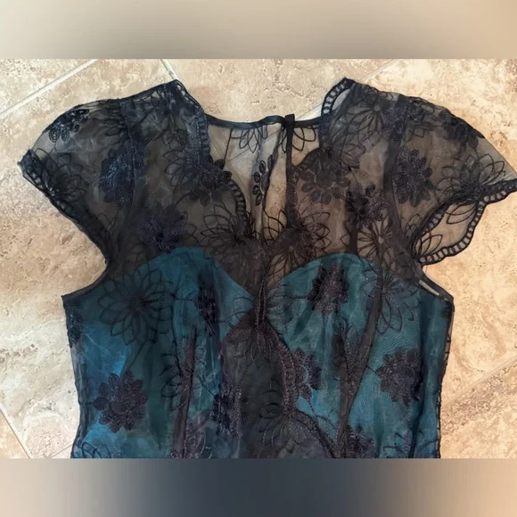 Voodoo Vixen Green and Blue Ruffled Tiered Sundress - Picture 2 of 4